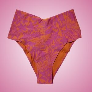 L*Space Fused Classic Swimsuit Bottom Small Orange Pink Tropical NWT 🌺🏖🌞